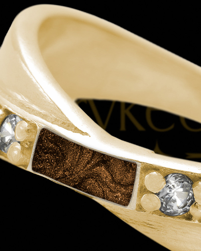 Solid 14K Gold Ladies Botinelli with Coffee Ash Ring