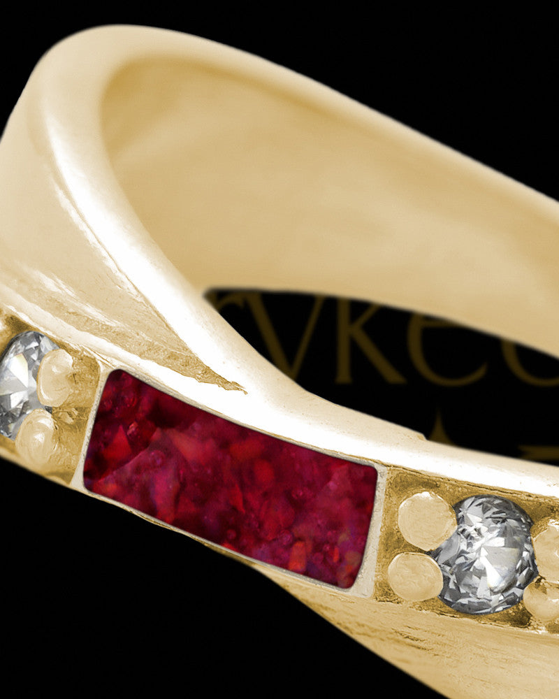 Solid 14K Gold Ladies Botinelli Garnet Pearl Opal Ash Ring