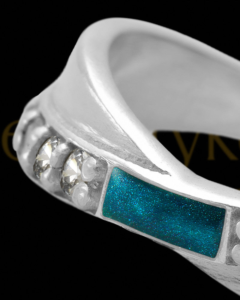 Ladies Botinelli with Teal Silver Ash Ring