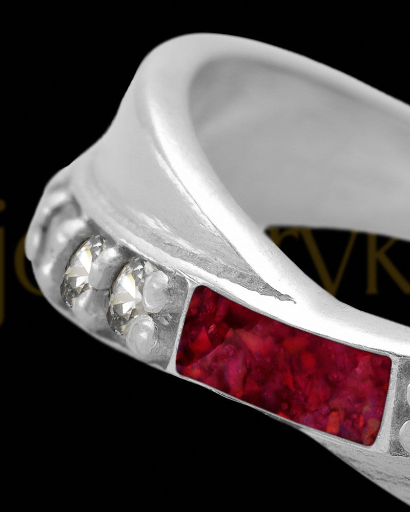 Ladies Botinelli Garnet Pearl Opal Silver Ash Ring