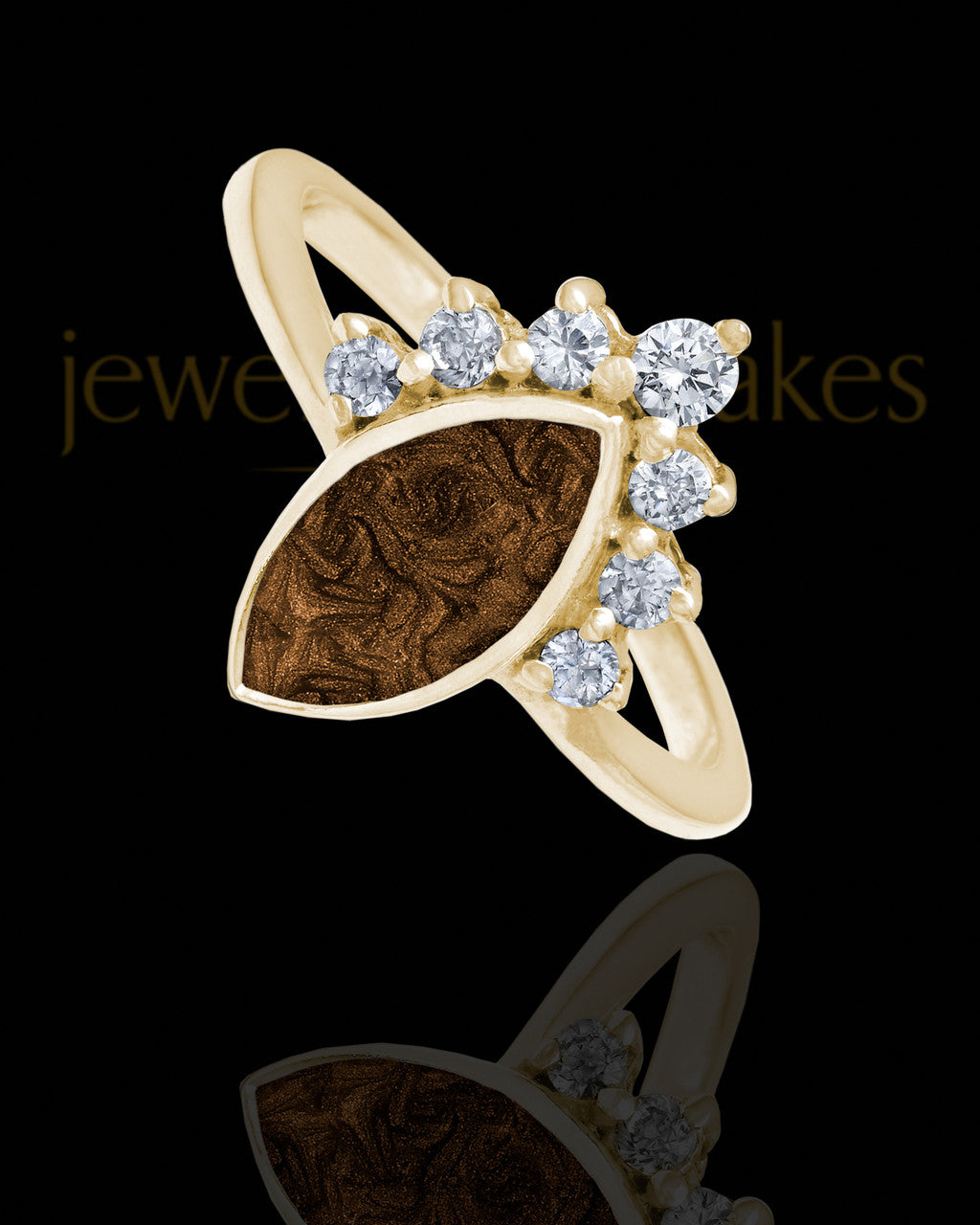 Solid 14K Gold Ladies Loyola with Coffee Ash Ring