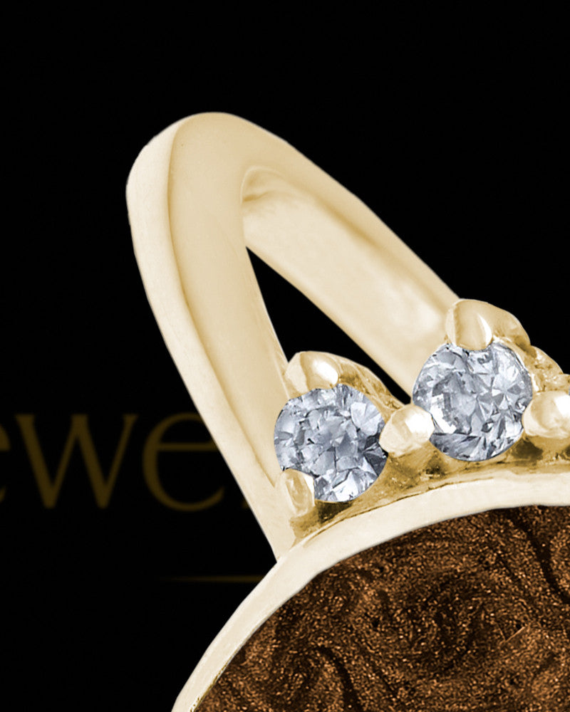Solid 14K Gold Ladies Loyola with Coffee Ash Ring