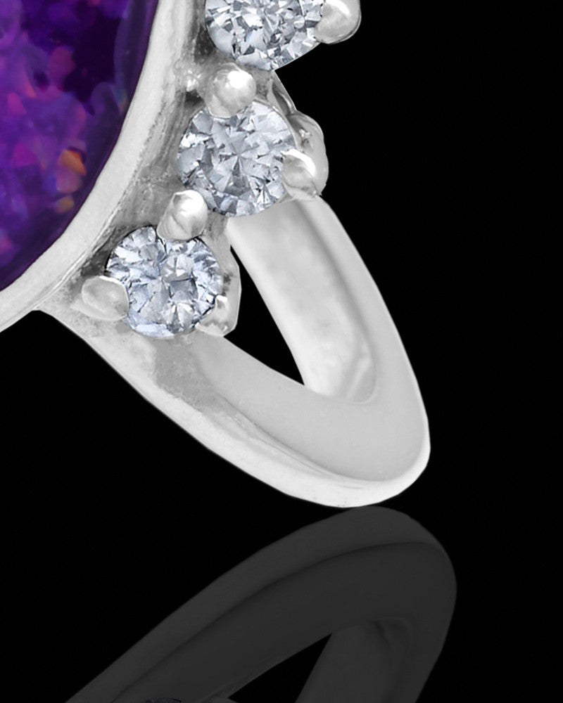 Ladies Loyola Orchid Pearl Opal Silver Ash Ring
