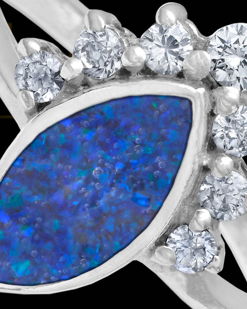 Ladies Loyola Ocean Tide Opal Silver Ash Ring
