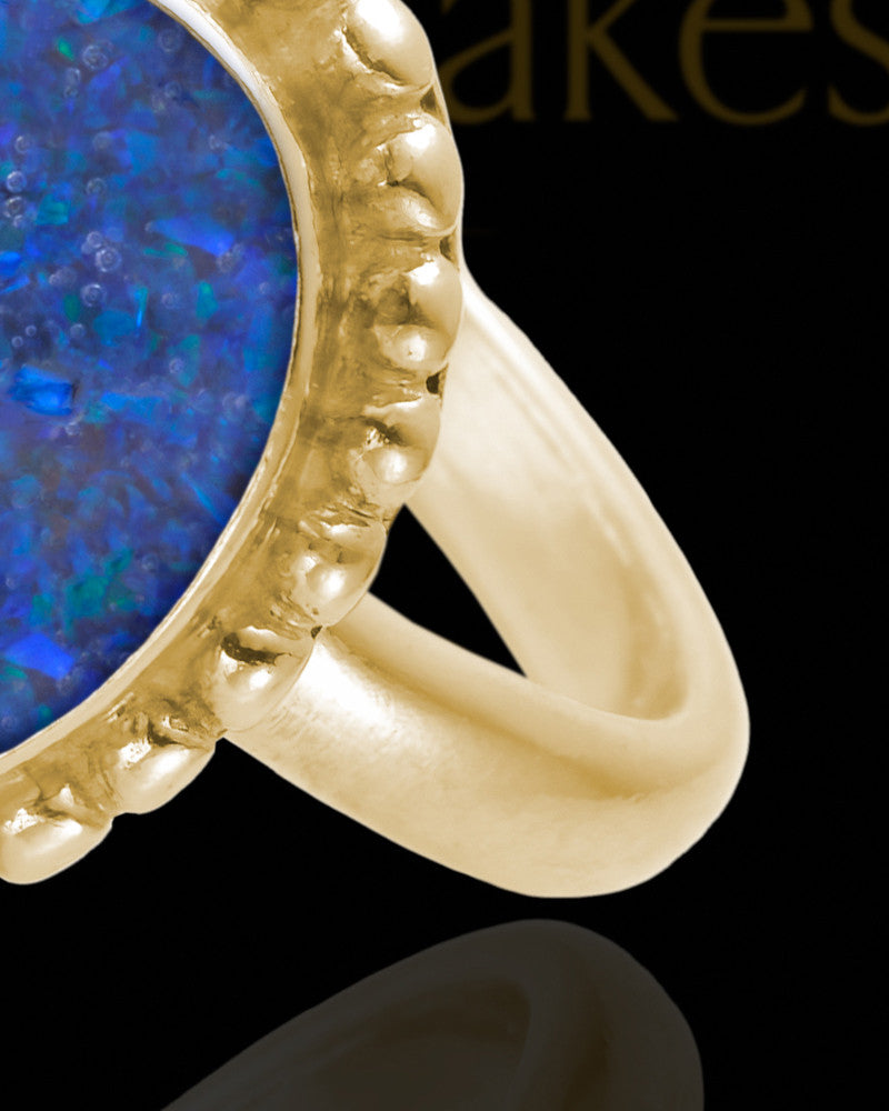 Solid 14K Gold Ladies Carrollton Ocean Tide Opal Ash Ring