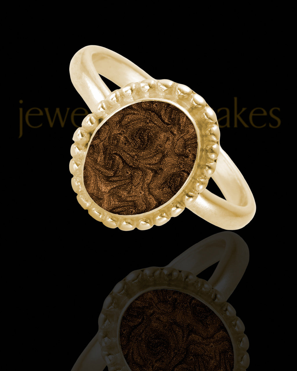 Solid 14K Gold Ladies Carrollton with Coffee Ash Ring