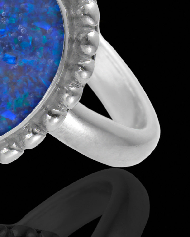 Ladies Carrollton Ocean Tide Opal Silver Ash Ring