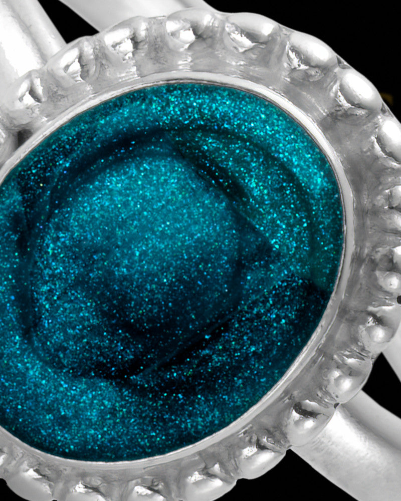 Ladies Carrollton with Teal Silver Ash Ring