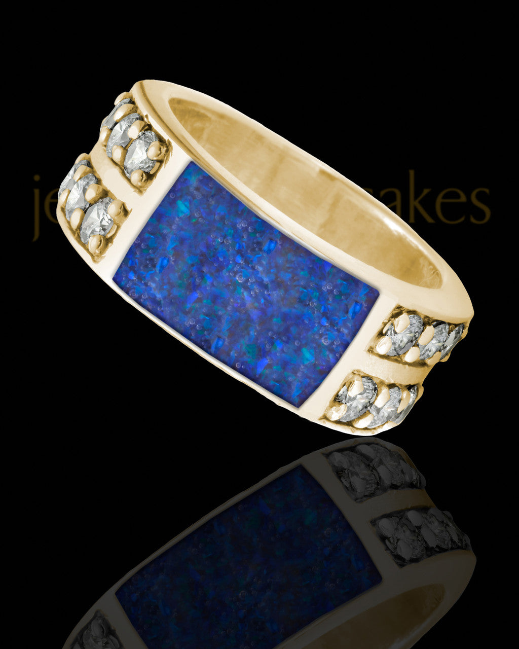 Solid 14K Gold Men's Lennox Ocean Tide Opal Ash Ring