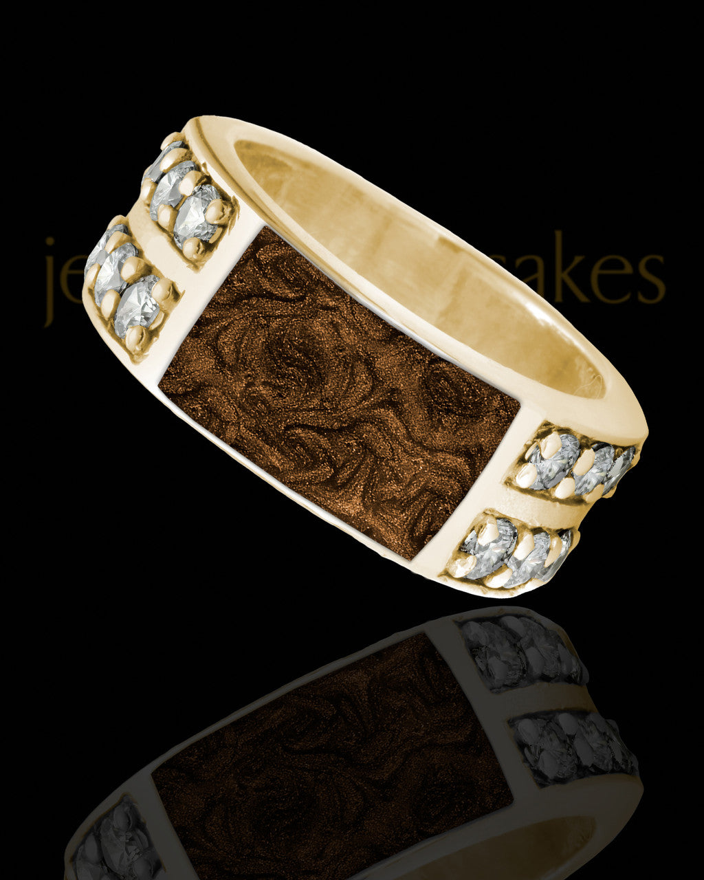 Solid 14K Gold Men's Lennox with Coffee Ash Ring