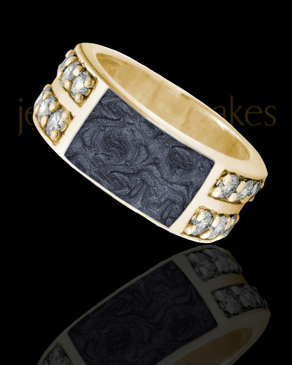Solid 14K Gold Men's Lennox with Graphite Ash Ring
