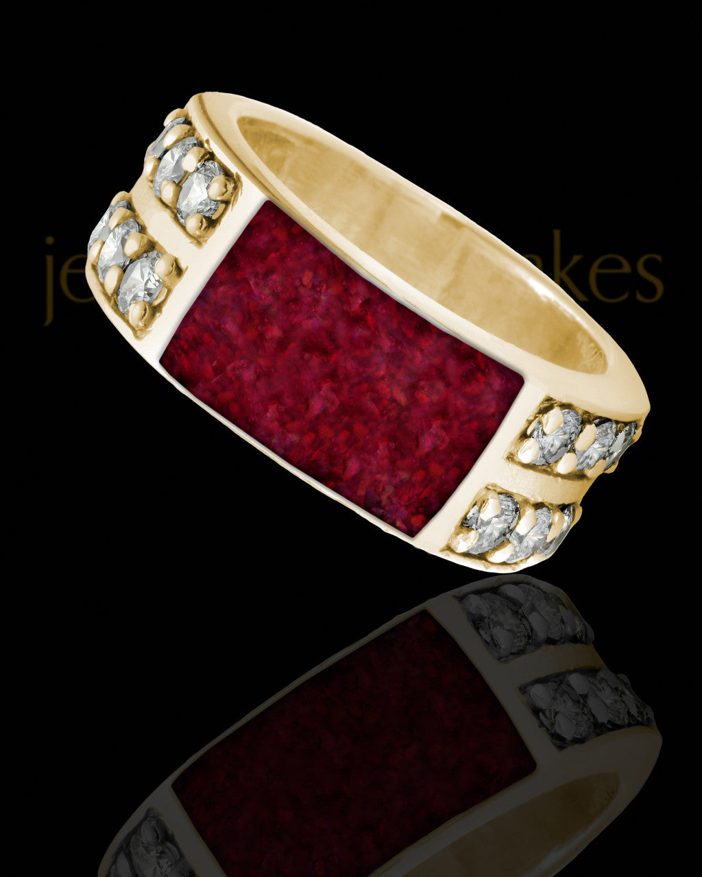 Solid 14K Gold Men's Lennox Garnet Pearl Opal Ash Ring