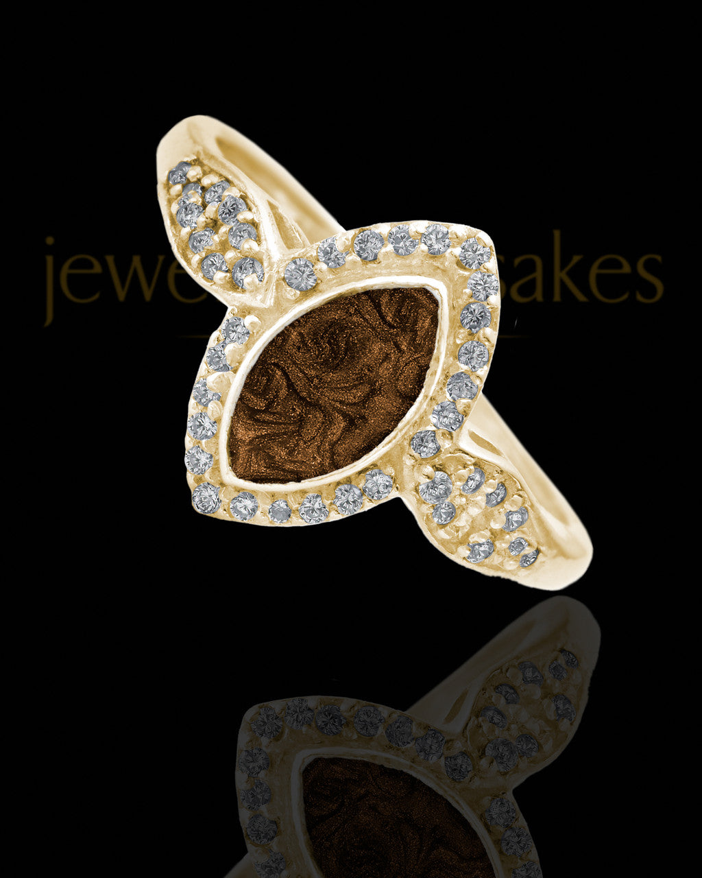 Solid 14K Gold Ladies Prentiss with Coffee Ash Ring
