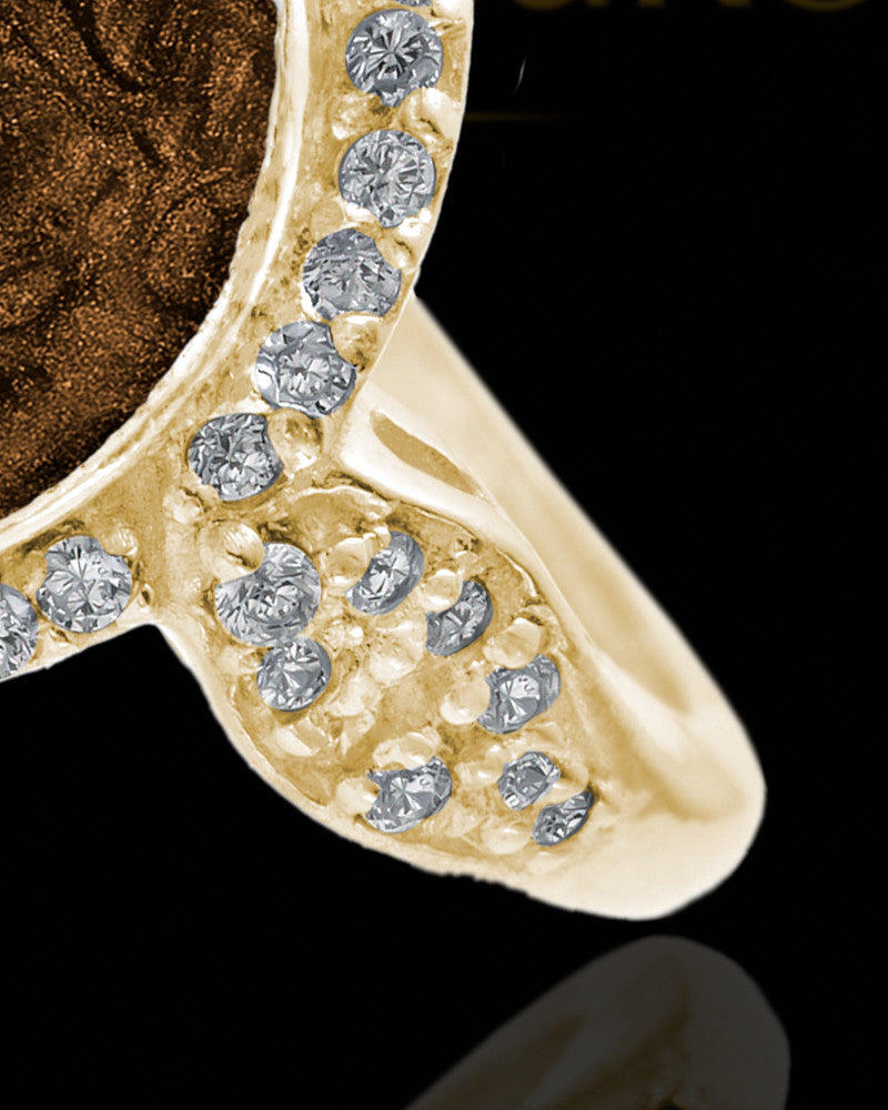 Solid 14K Gold Ladies Prentiss with Coffee Ash Ring
