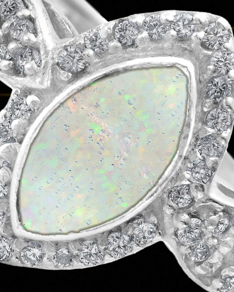Ladies Prentiss Crushed Linen Opal Silver Ash Ring