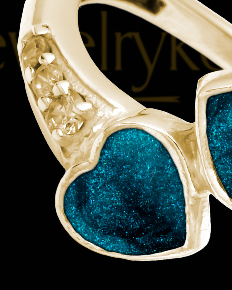 Solid 14K Gold Ladies Isadora with Teal Ash Ring