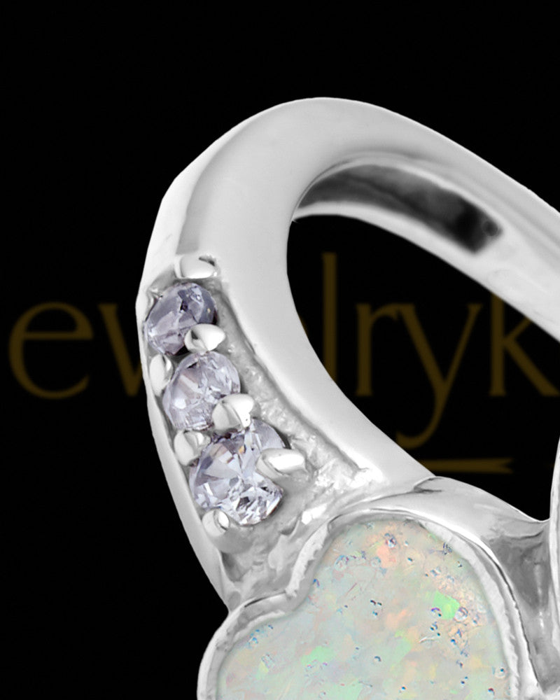 Ladies Isadora Crushed Linen Opal Silver Ash Ring