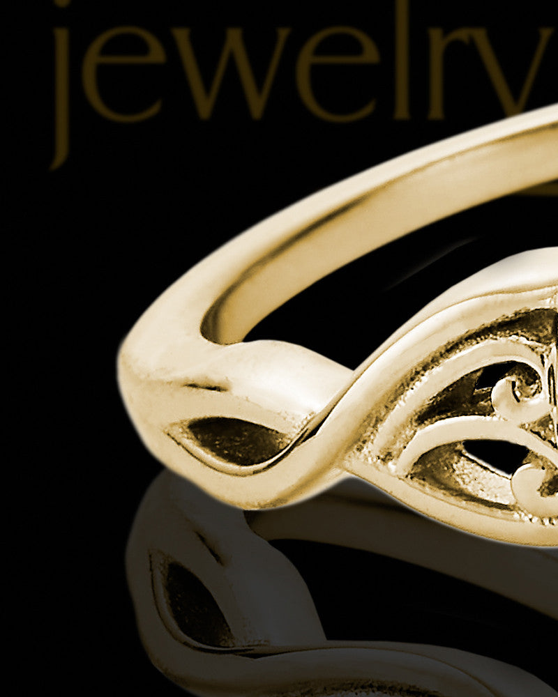Solid 14K Gold Ladies Abigail with Coffee Ash Ring