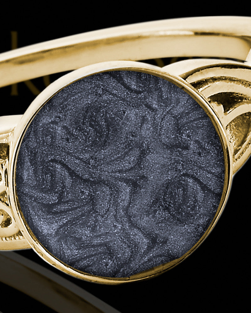 Solid 14K Gold Ladies Abigail with Graphite Ash Ring