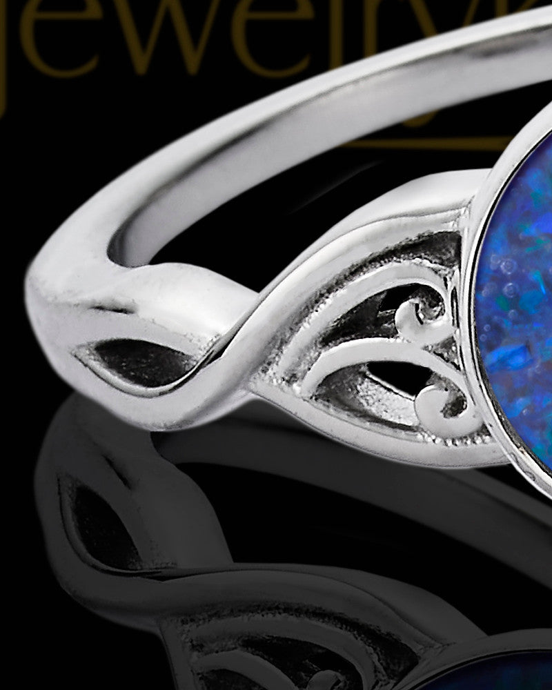 Ladies Abigail Ocean Tide Opal Silver Ash Ring
