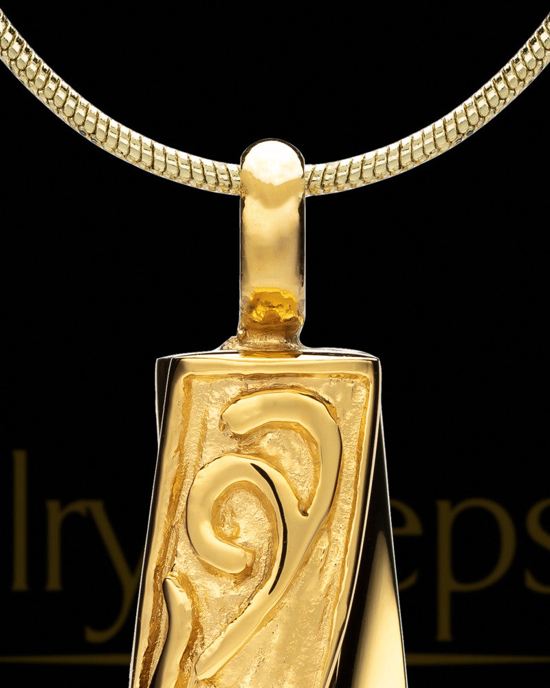 Gold Plated Stainless Turned Cylinder Cremation Jewelry