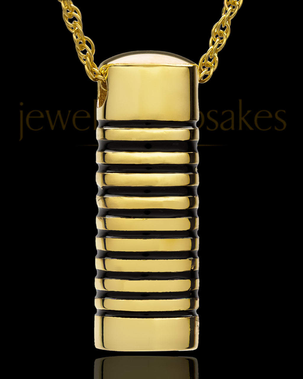 Gold Plated Grooved Cylinder Keepsake