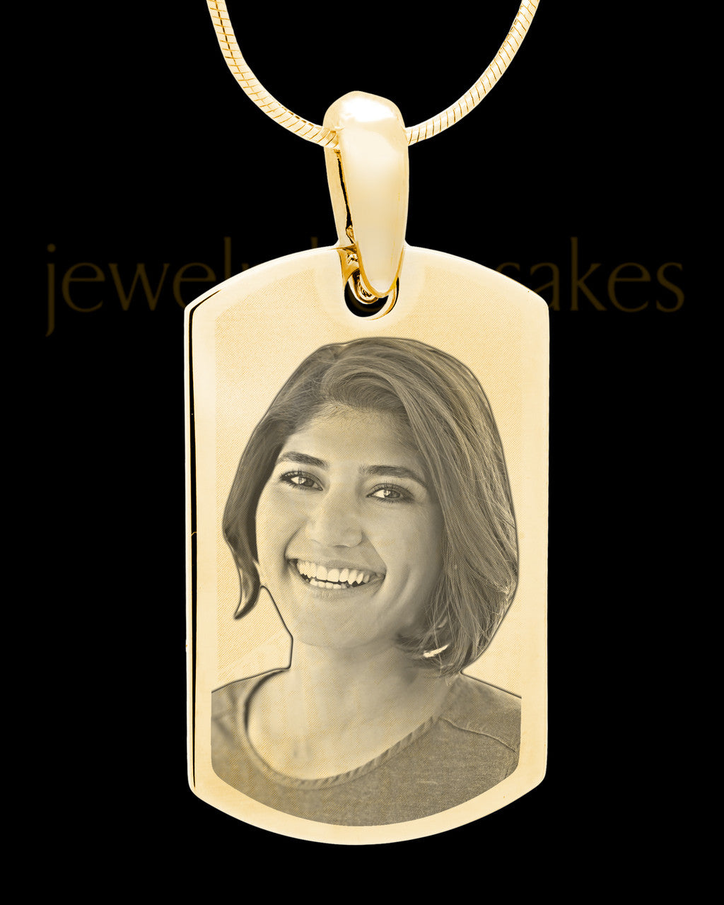 Gold Plated over Stainless Photo Small Dog Tag