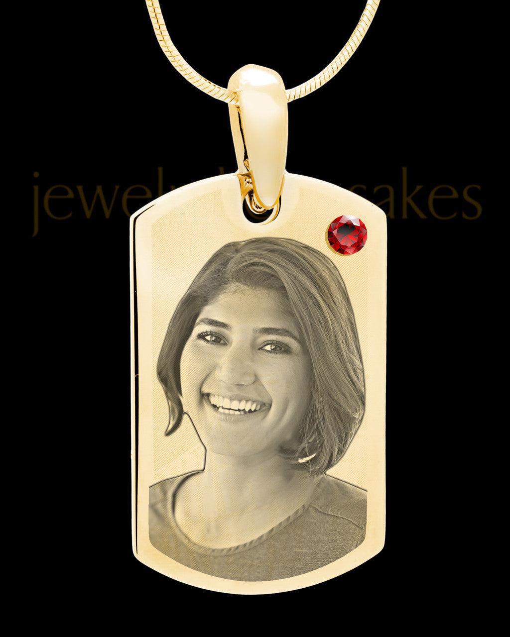 January Gold Photo Engraved Small Dog Tag