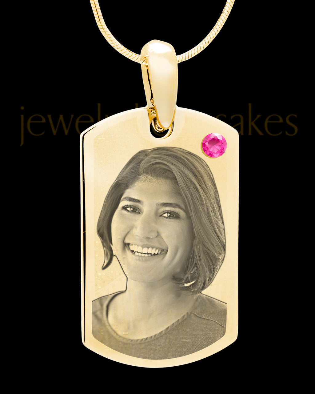 October Gold Photo Engraved Small Dog Tag