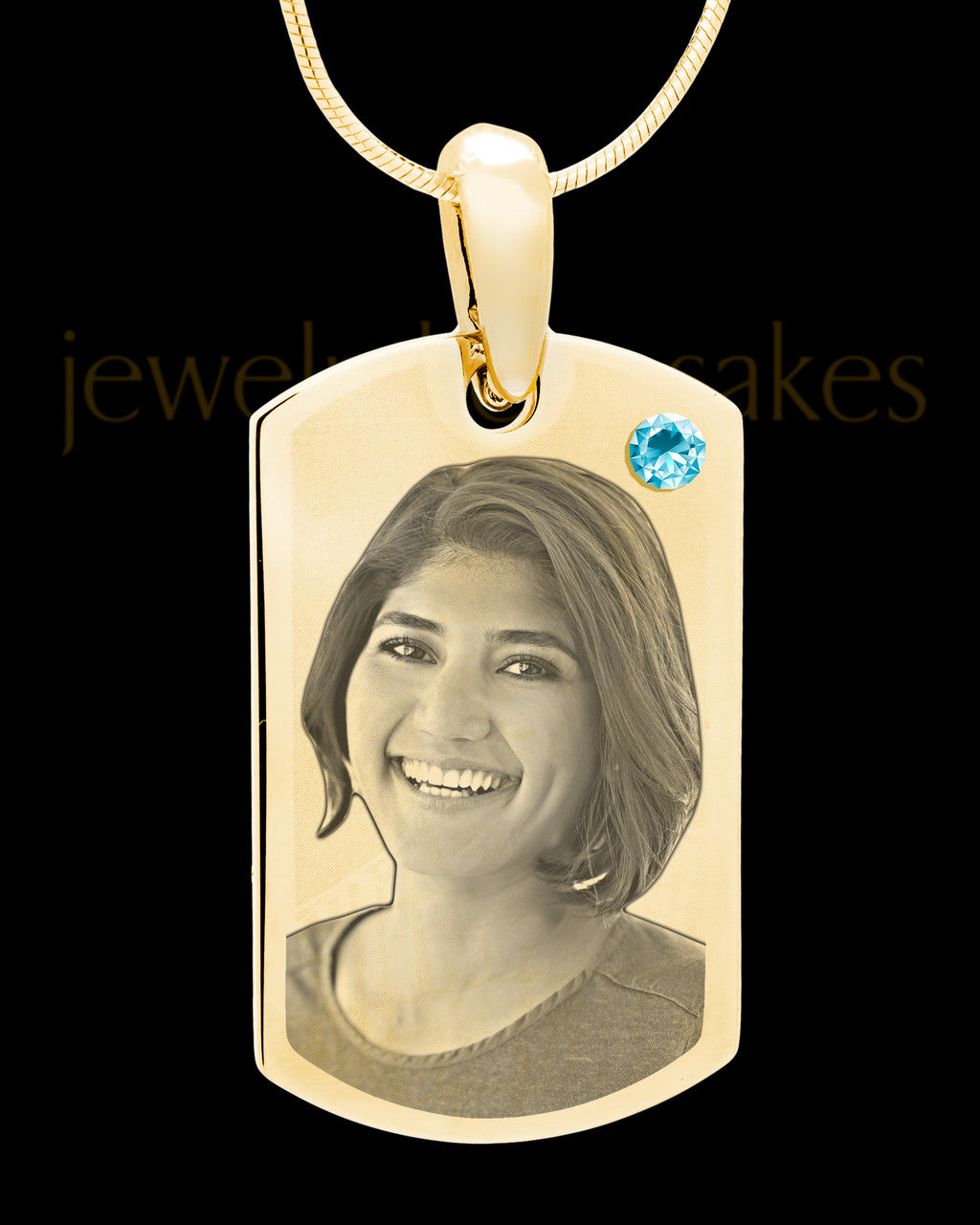 March Gold Photo Engraved Small Dog Tag