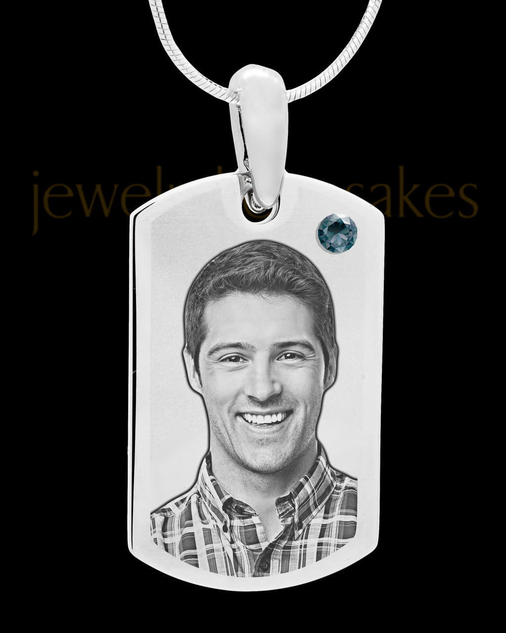 December Stainless Photo Small Dog Tag