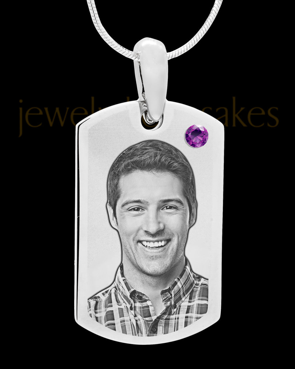 February Stainless Photo Small Dog Tag