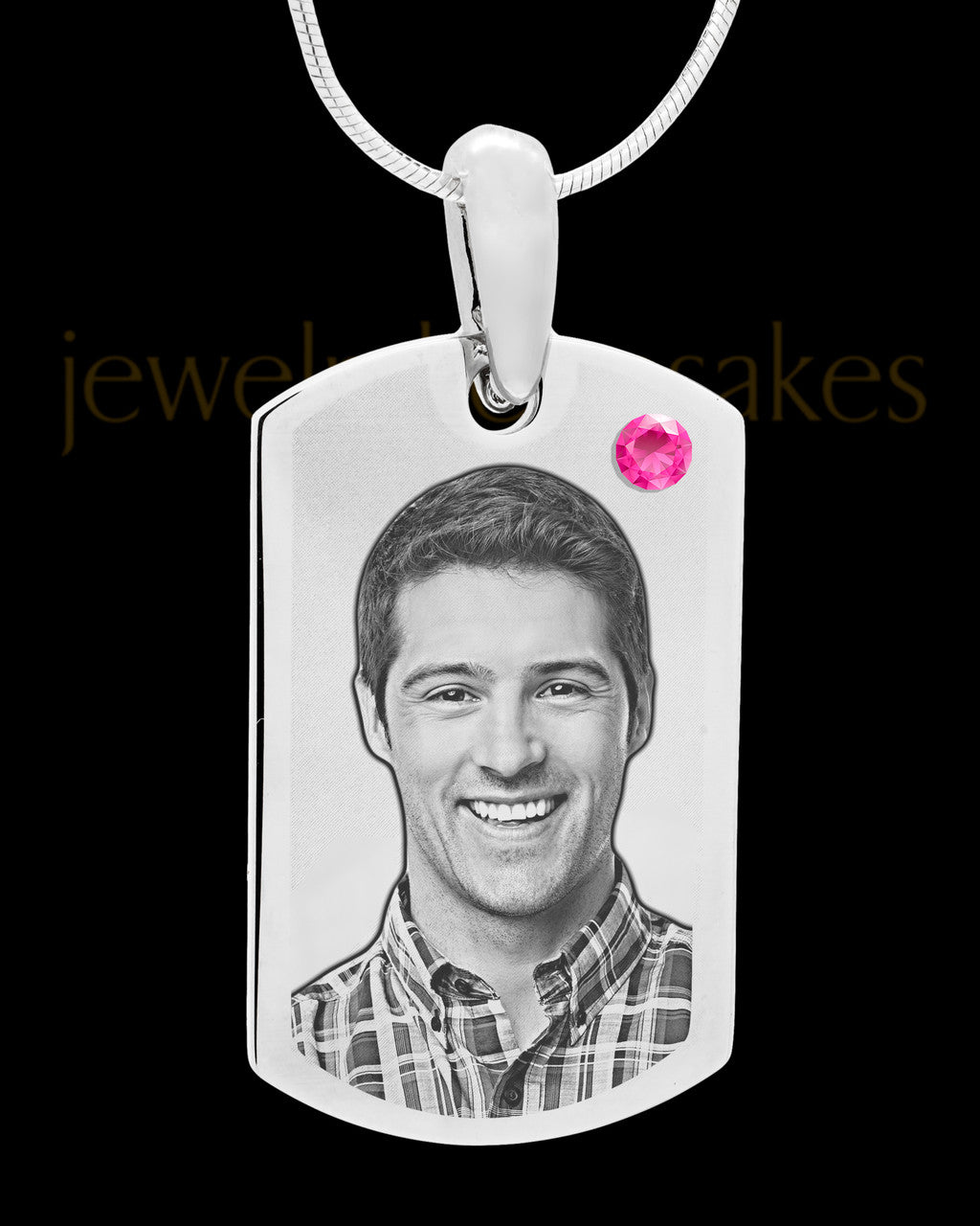 October Stainless Photo Small Dog Tag