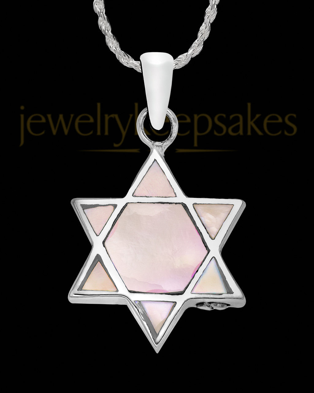 Sterling Silver Mother Of Pearl Filled Star Of David Charm For Ashes
