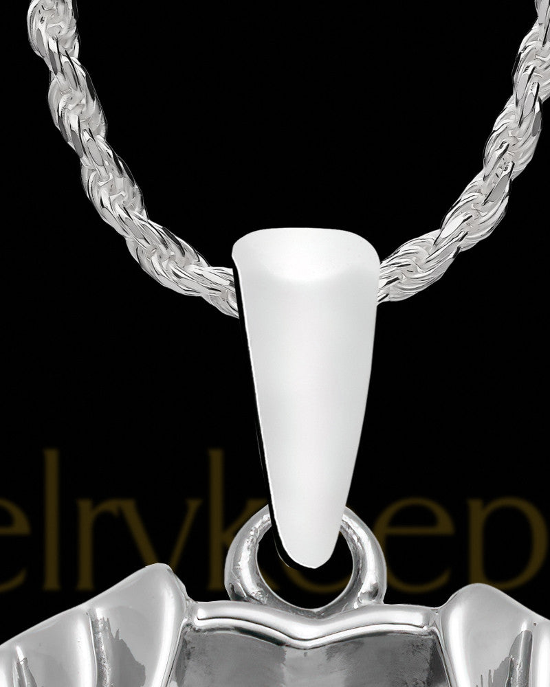 Sterling Silver Winged Pearl Heart Charm For Ashes