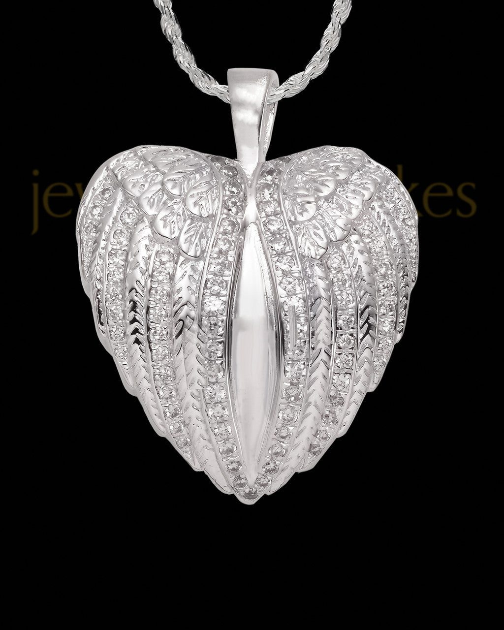 Sterling Silver Veiled Heart Cremation Necklace