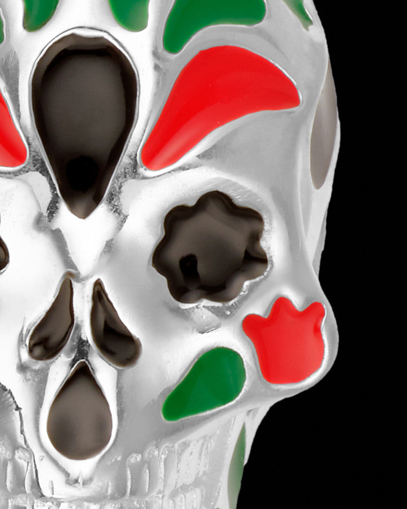 Sterling Silver Colorful Day Of The Dead Cremation Necklace