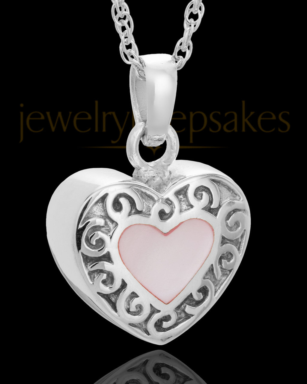 14K White Gold Blushing Heart Urn Keepsake