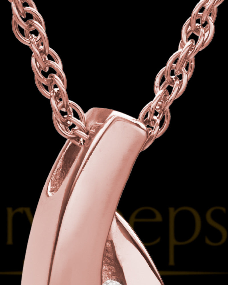 Remembrance Pendant 14K Rose Gold Morning Leaves Keepsake