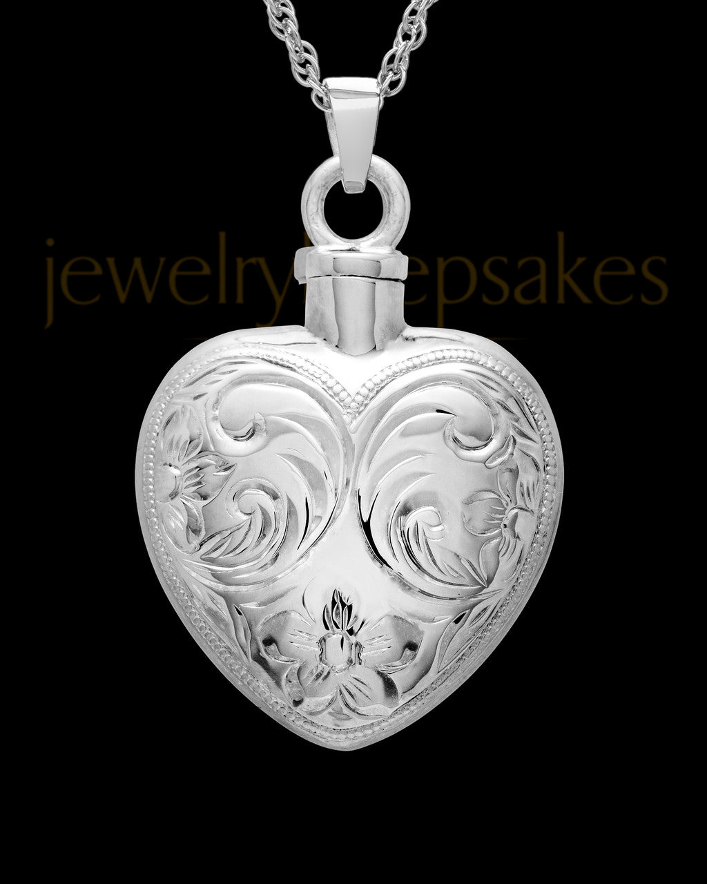 Cremation Urn Locket 14K White Gold Spirit Heart