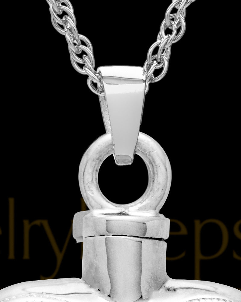 Cremation Urn Locket 14K White Gold Spirit Heart