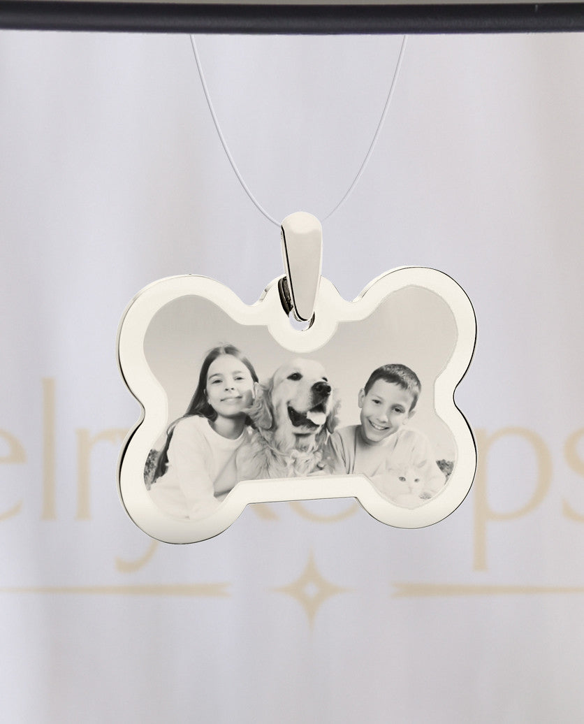 Silver Pet Bone Reflection Picture Keepsake