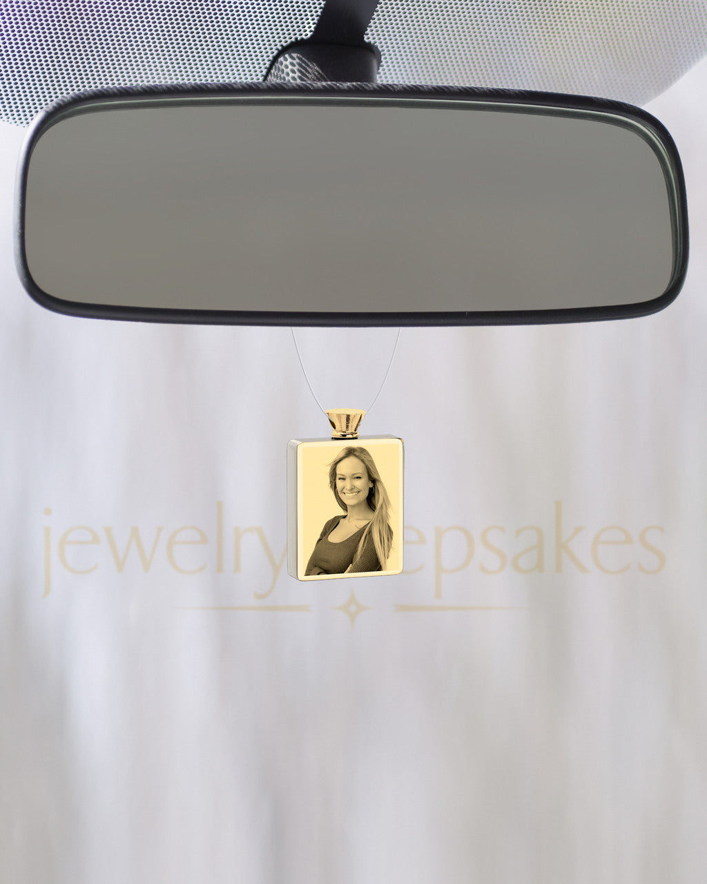 Photo Engraved Rectangle Stainless Gold Plated Reflection Ash Pendant