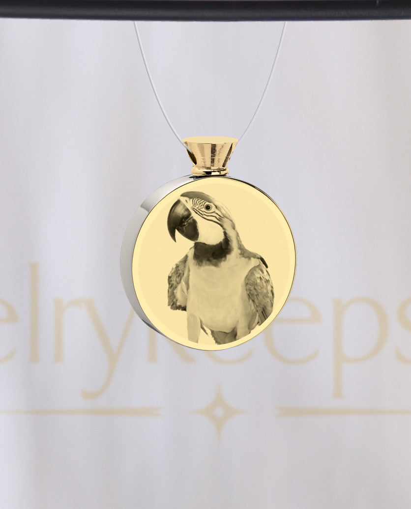 Photo Engraved Round Stainless Gold Plate Pet Reflection Ash Pendant