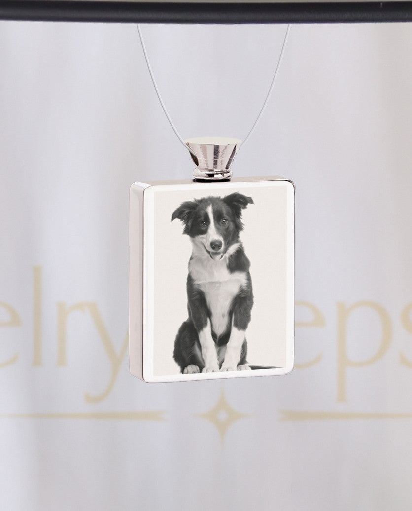 Photo Engraved Rectangle Stainless Pet Cremation Reflection Pendant