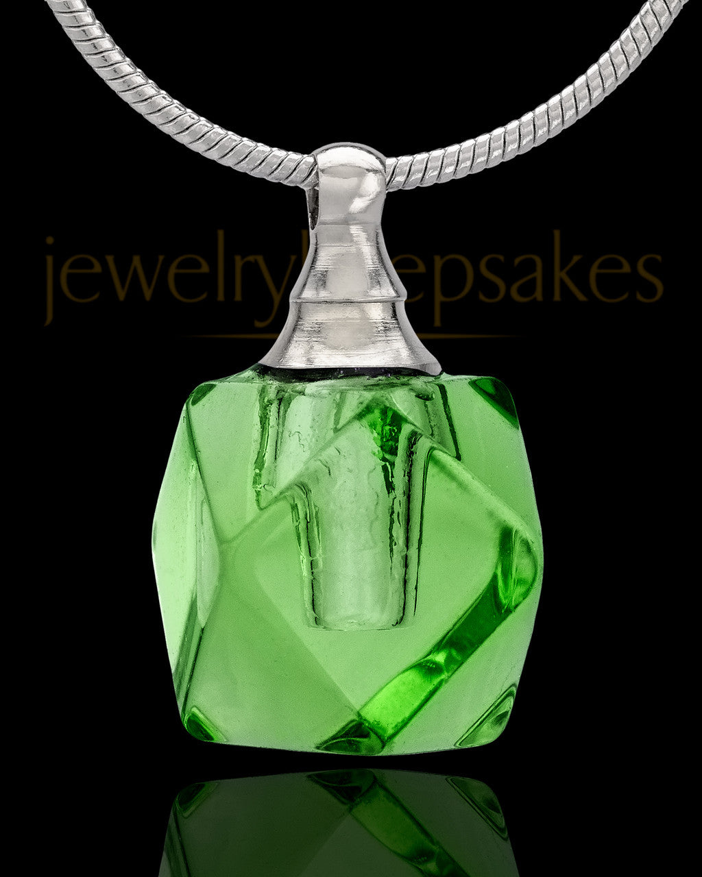 Urn Necklace Green Cubes Glass Locket