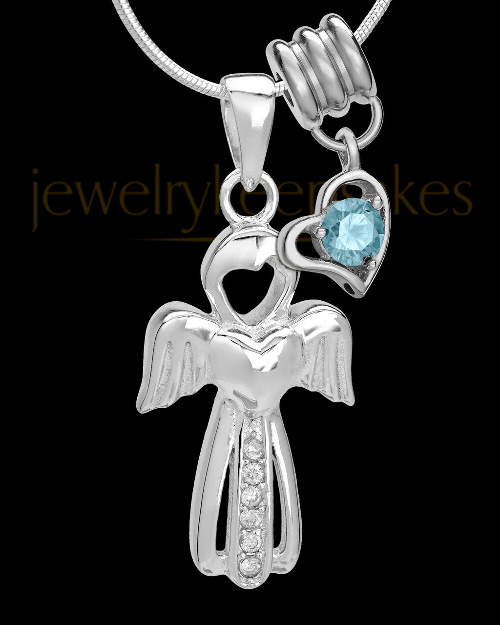 Sterling Silver March Heavenly Attendant Cremation Urn Pendant