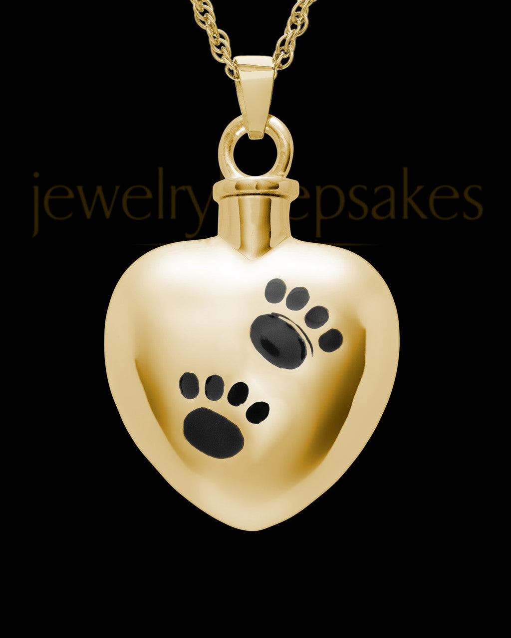 Pet Urn Jewelry Gold Vermeil Paws on Heart Keepsake
