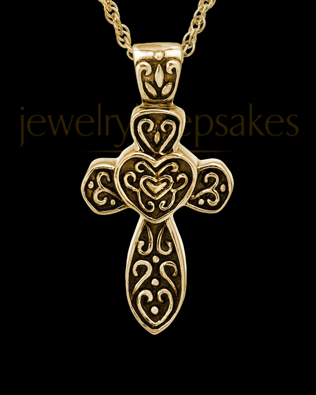 Cremation Pendant Gold Vermeil Cathedral Cross Keepsake