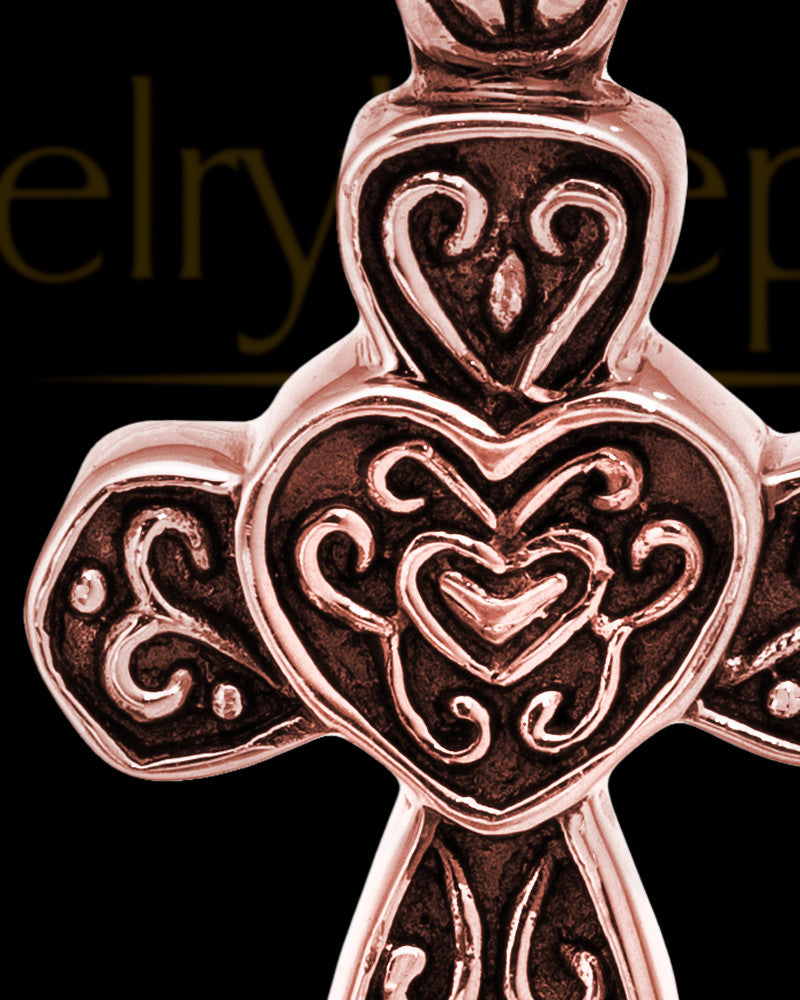 Cremation Pendant 14K Rose Gold Cathedral Cross Keepsake